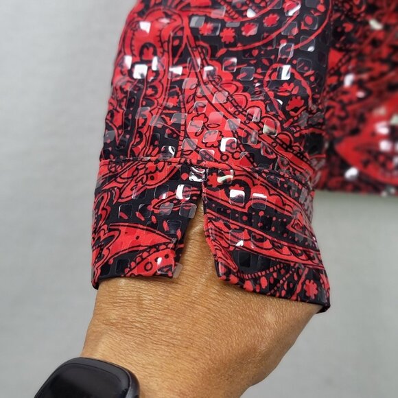 Koret Womens Red Paisley Embellished Jacket Size Small Full Zip Long Sleeve - Picture 4 of 12